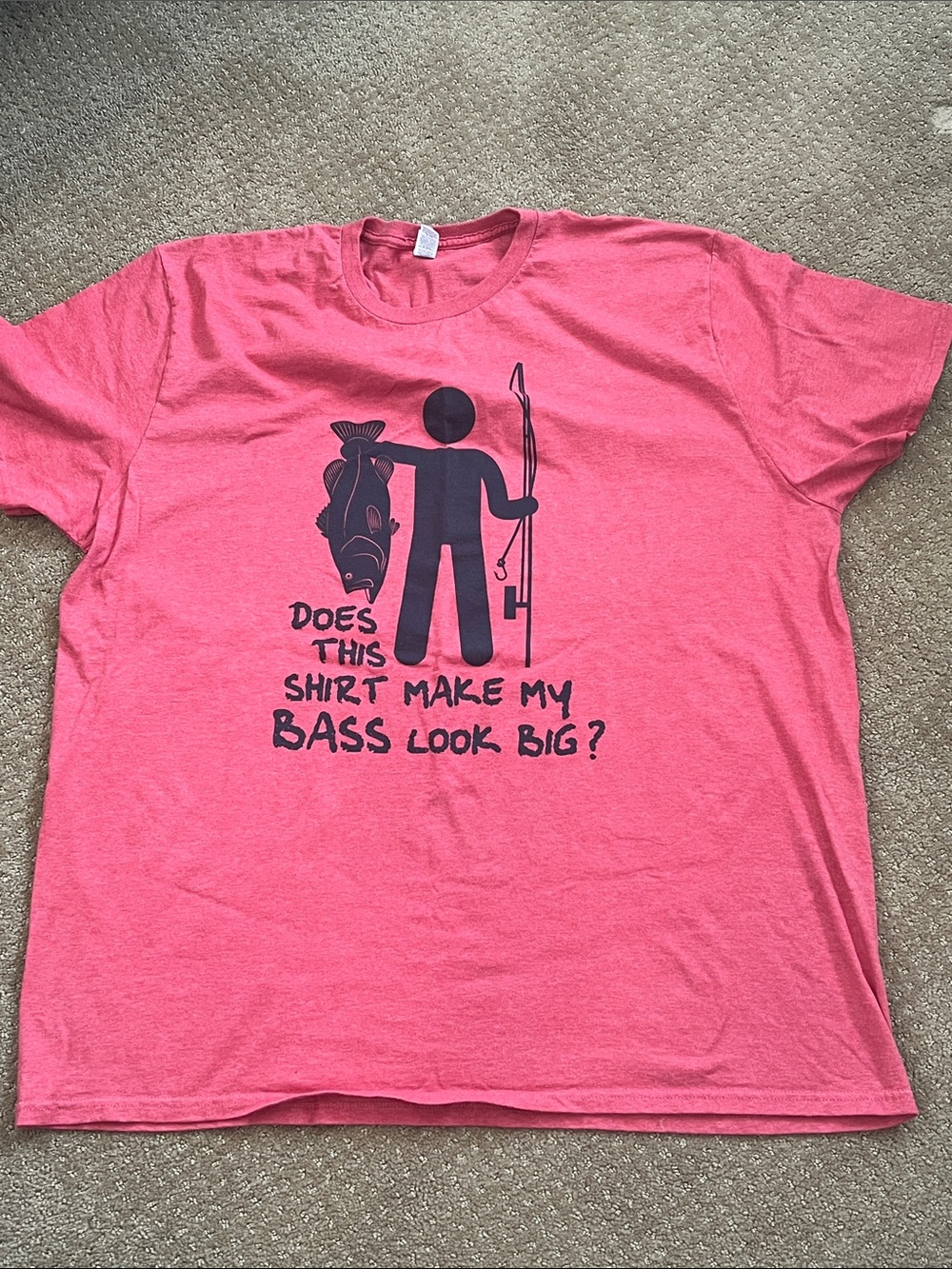 Fruit of the Loom Pink Graphic Fishing Tee with Black Print